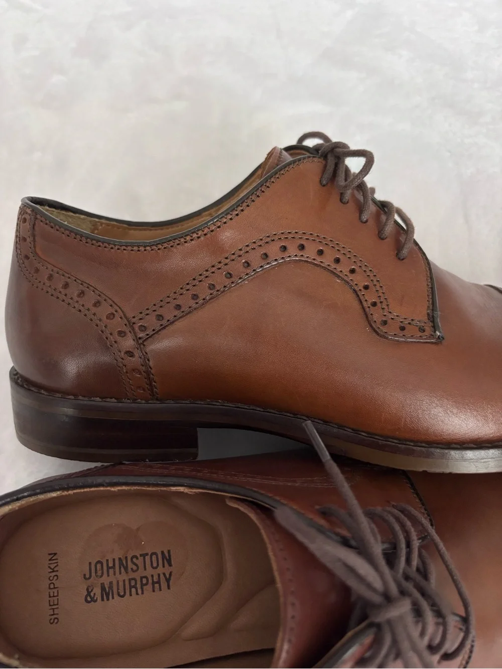 JOHNSTON & MURPHY Men's Halford Leather Cap Toe Lace Up Oxford Shoe--EUC--8.5